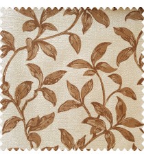 Dark brown and beige color natural floral leaf design with texture finished background polyester main curtain